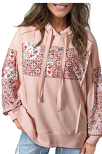 Load image into Gallery viewer, Mix Floral Patchwork Side Slit Drawstring Hoodie
