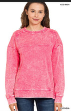 Load image into Gallery viewer, Acid wash f/terry exposed-seam pullover
