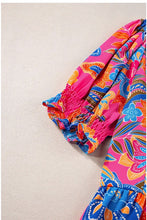 Load image into Gallery viewer, Floral Print Puff Sleeve V Neck Blouse
