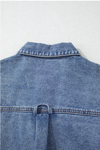 Load image into Gallery viewer, Blue Acid Wash Elastic Hem Button Up Denim Vest
