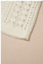 Load image into Gallery viewer, White Hollow Out Knit Bracelet Sleeve Drop Shoulder Sweater
