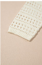 Load image into Gallery viewer, White Hollow Out Knit Bracelet Sleeve Drop Shoulder Sweater
