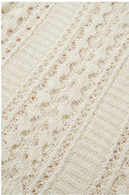 Load image into Gallery viewer, White Hollow Out Knit Bracelet Sleeve Drop Shoulder Sweater
