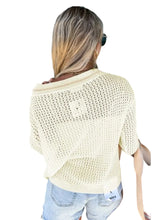Load image into Gallery viewer, White BEACH Hollow Out Knitted Lightweight Dolman Sweater
