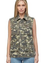Load image into Gallery viewer, Green Camo Cargo Denim Vest
