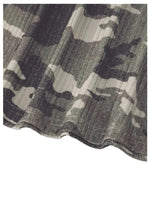 Load image into Gallery viewer, Green Camouflage Print Ribbed Knit Round Neck Tank Top

