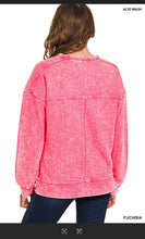 Load image into Gallery viewer, Acid wash f/terry exposed-seam pullover
