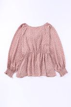 Load image into Gallery viewer, Pink Boho Floral Print Front Tie Ruffled Long Sleeve Blouse
