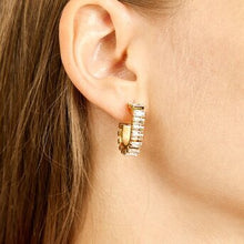 Load image into Gallery viewer, J-18K Water proof,hypoallergenic,tarnish free GOLD PLATED STAINLESS STEEL EARRINGS with  CUBIC ZIRCONIA
